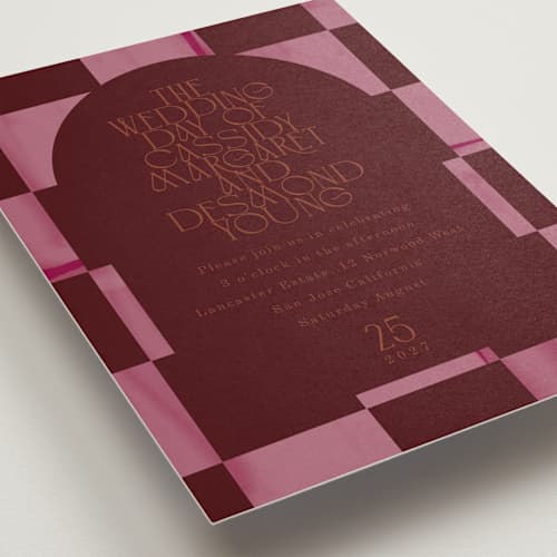 This is a scarlet wedding invitations with standard by Baumbirdy called checker wash printing on signature in standard