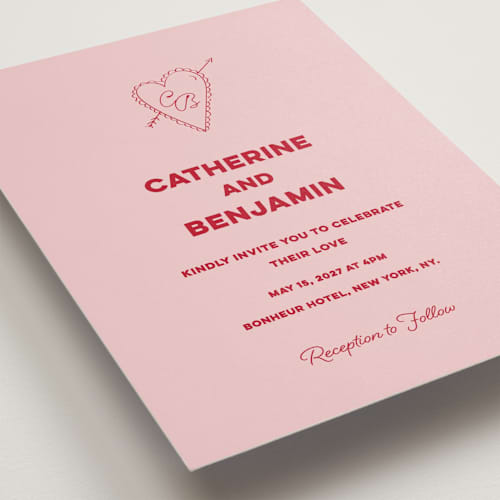 This is a cherry wedding invitations with standard by Helena Vitto called crazy little thing called love printing on signature in standard