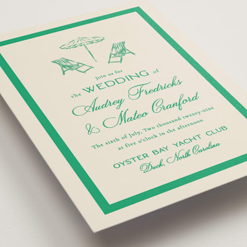 This is a turf wedding invitations with standard by Jackie Crawford called kitty hawk printing on signature in standard