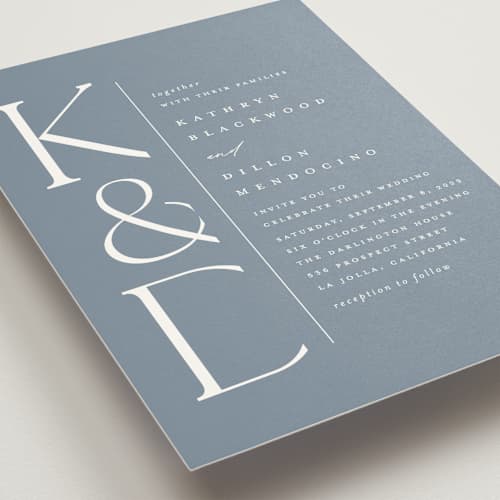 This is a hydrangea wedding invitations with standard by Erica Krystek called modern monogram printing on signature in standard