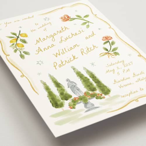 This is a limone wedding invitations with standard by Pati Cascino called giardino printing on signature in standard