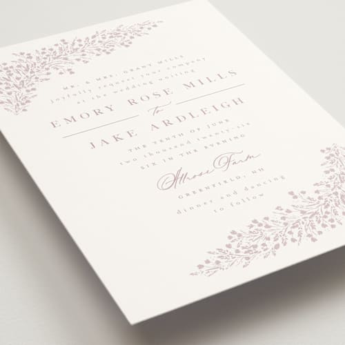 This is a lilac wedding invitations with standard by Kristie Kern called villa printing on signature in standard