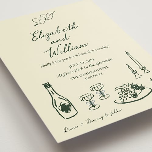 This is a forest wedding invitations with standard by Helena Vitto called vintage lovers printing on signature in standard