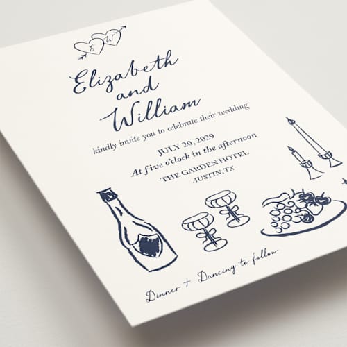 This is a midnight wedding invitations with standard by Helena Vitto called vintage lovers printing on signature in standard