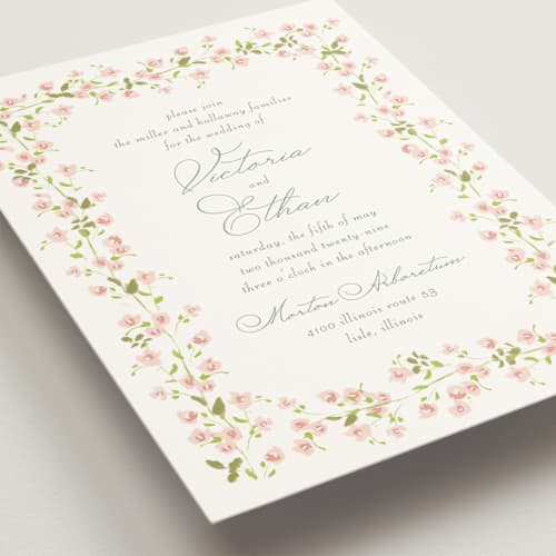 This is a peony wedding invitations with standard by Baumbirdy called rosebud printing on signature in standard