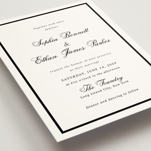 This is a mystic raven wedding invitations with standard by Cass Loh called chic union printing on signature in standard