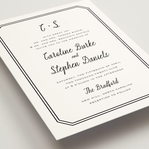 This is a tuxedo wedding invitations with standard by Carolyn MacLaren called deluxe printing on signature in standard