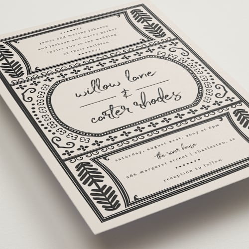 This is a midnight wedding invitations with standard by Kelly Watkins called vase printing on signature in standard