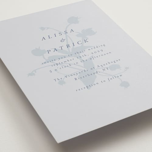 This is a blueberry wedding invitations with standard by AK Graphics called autumnal printing on signature in standard