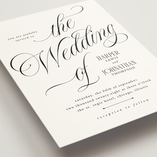 This is a diamond wedding invitations with standard by Kate Ahn called mirin printing on signature in standard