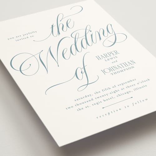 This is a sky wedding invitations with standard by Kate Ahn called mirin printing on signature in standard