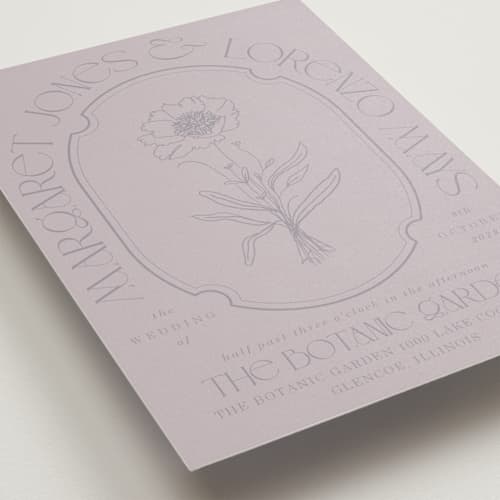 This is a plum wedding invitations with standard by Baumbirdy called flora arch printing on signature in standard