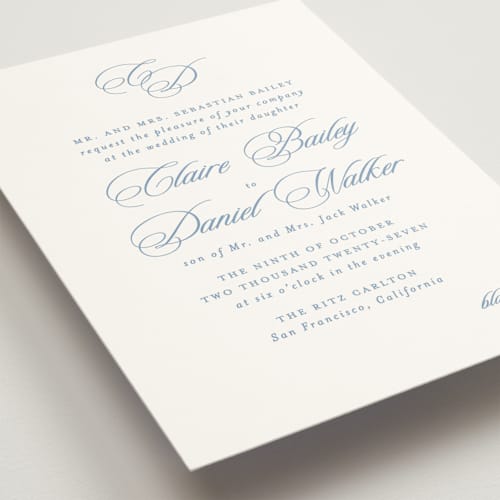 This is a sky wedding invitations with standard by Creo Study called aristocratic printing on signature in standard