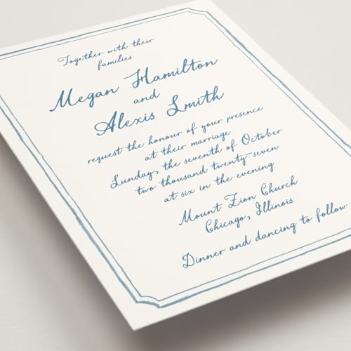 This is a neptune wedding invitations with standard by Cass Loh called handwritten printing on signature in standard