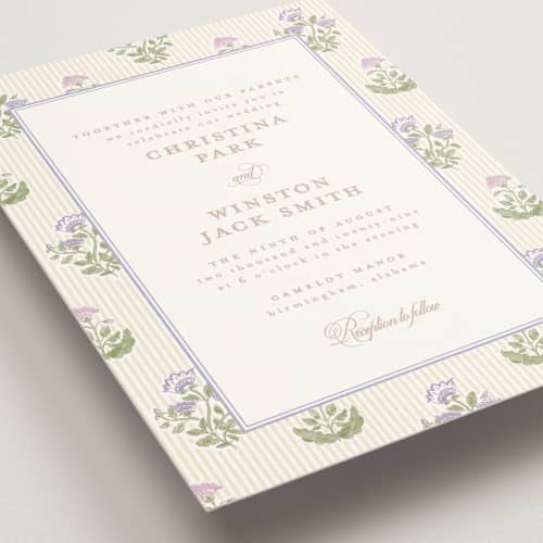 This is a iris wedding invitations with standard by Creo Study called patterned florals printing on signature in standard