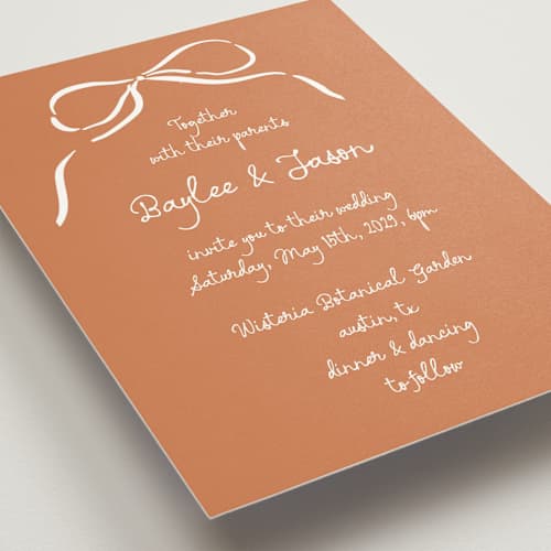 This is a burnt sienna wedding invitations with standard by Jelena Vuletic called inkwoven printing on signature in standard