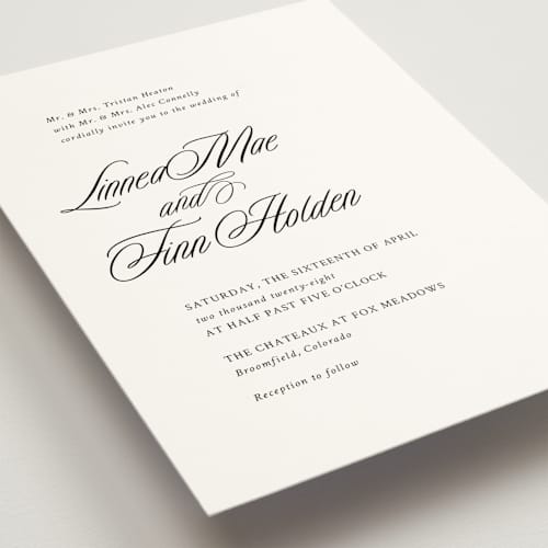 This is a linen wedding invitations with standard by Cindy Reynolds called sophistique printing on signature in standard
