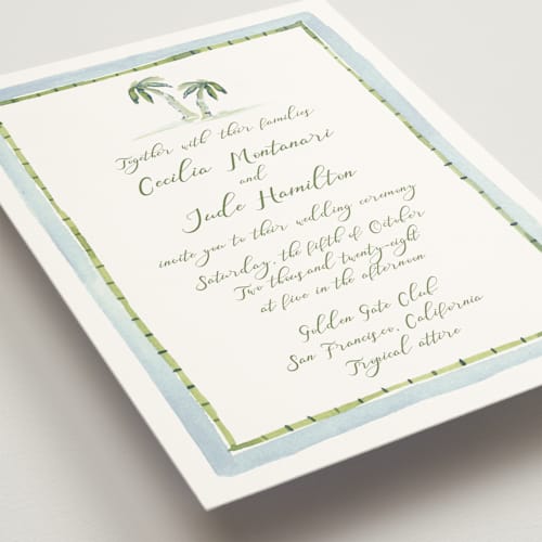 This is a celeste wedding invitations with standard by Pati Cascino called alento printing on signature in standard