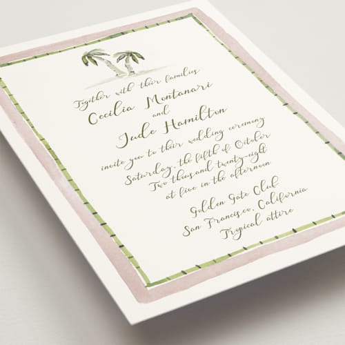 This is a mauve wedding invitations with standard by Pati Cascino called alento printing on signature in standard