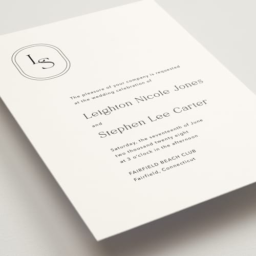 This is a onyx wedding invitations with standard by Jennifer Postorino called leighton printing on signature in standard