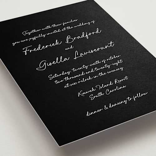 This is a raven wedding invitations with standard by chocomocacino called strazzate printing on signature in standard