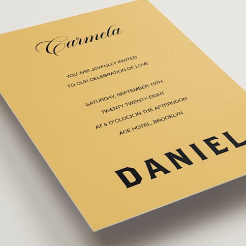This is a vintage wedding invitations with standard by Studio Suku called bold and demure printing on signature in standard