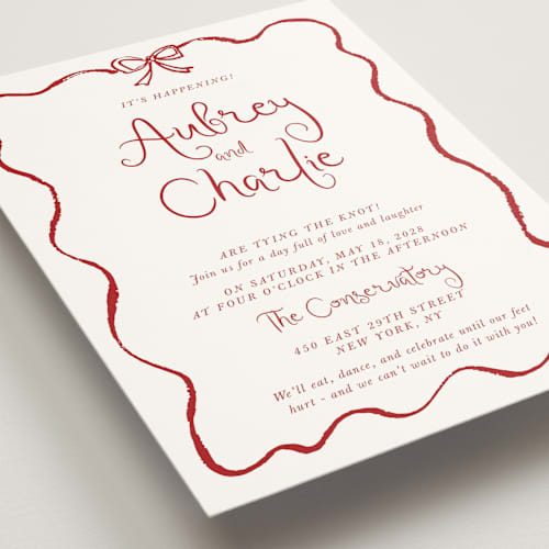 This is a wine wedding invitations with standard by Cass Loh called quirky fun printing on signature in standard