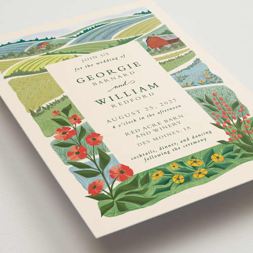 This is a barn wedding invitations with standard by Paper Sun Studio called farm and field printing on signature in standard