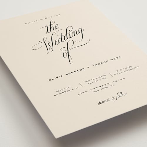 This is a almond wedding invitations with standard by Eric Clegg called modern romance printing on signature in standard