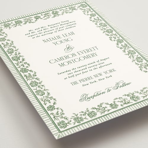 This is a ivy wedding invitations with standard by Jenna Holcomb called embroidered printing on signature in standard