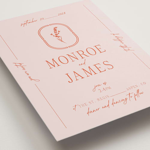 This is a sunset wedding invitations with standard by Jen Ramsey called classic and floral printing on signature in standard