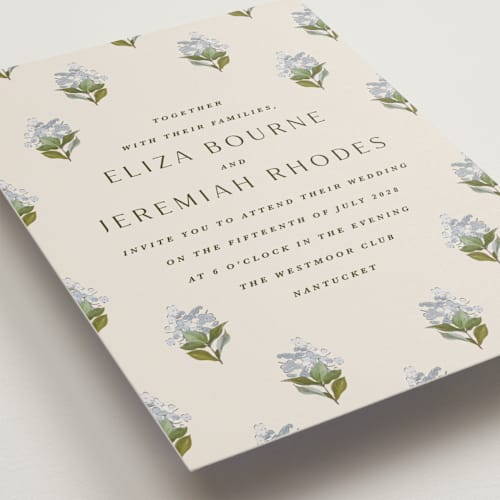 This is a almond wedding invitations with standard by Olivia Kanaley Inman called blockprint printing on signature in standard