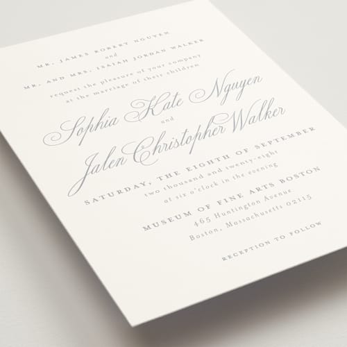 This is a french blue wedding invitations with standard by Design Lotus called from this moment on printing on signature in standard