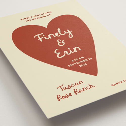 This is a rust wedding invitations with standard by Ani Somi called big heart wedding printing on signature in standard