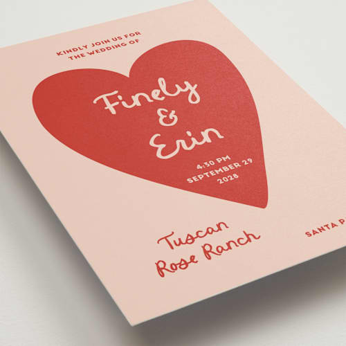 This is a blush wedding invitations with standard by Ani Somi called big heart wedding printing on signature in standard