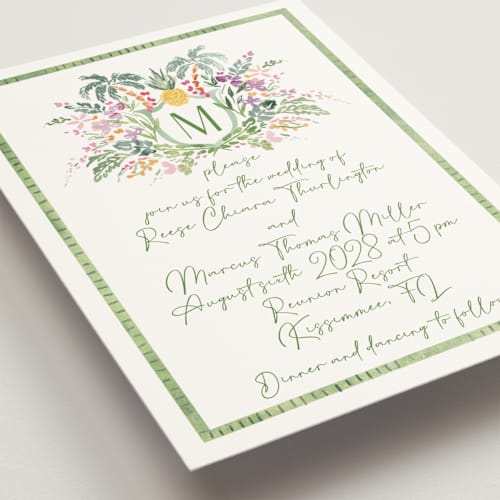 This is a jungle wedding invitations with standard by Petra Kern called tropical dreams printing on signature in standard