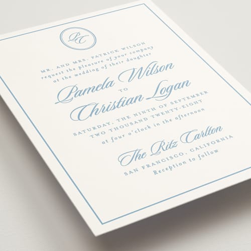 This is a capri wedding invitations with standard by Creo Study called scripted printing on signature in standard