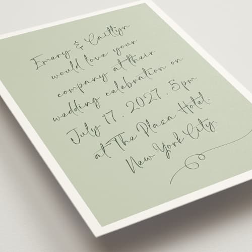 This is a olive wedding invitations with standard by Adelyn T. called ink scribble printing on signature in standard