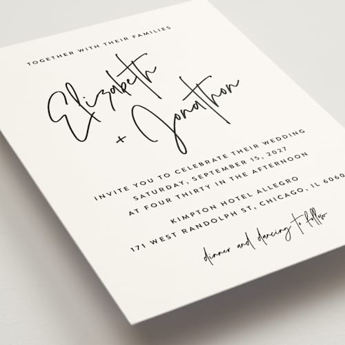 This is a snow wedding invitations with standard by JoAnn Jinks called marked printing on signature in standard