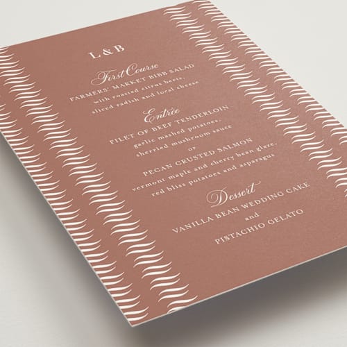 This is a blush menu cards with standard by Megan Davis called charleston printing on signature in standard