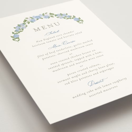 This is a ocean menu cards with standard by Creo Study called pillowy border printing on signature in standard