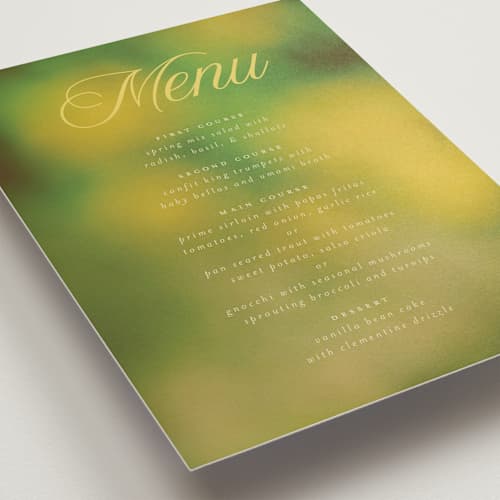 This is a island citrus menu cards with standard by Morgan Kendall called bloom printing on signature in standard
