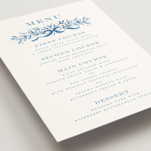 This is a cobalt menu cards with standard by Petra Kern called royal printing on signature in 5x7