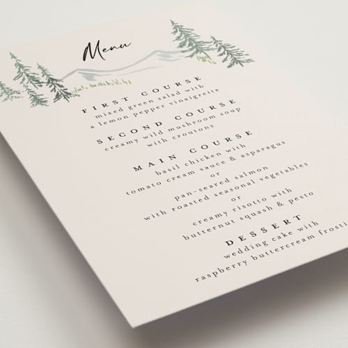 This is a forest menu cards with standard by Petra Kern called paradise printing on signature in standard