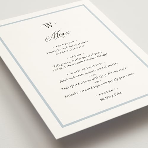 This is a hydrangea menu cards with standard by Carolyn MacLaren called dotted classic printing on signature in standard