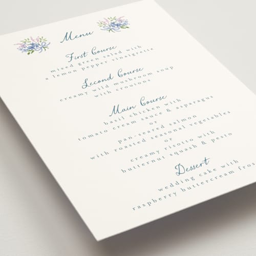 This is a summer menu cards with standard by Petra Kern called vineyard love printing on signature in 5x7