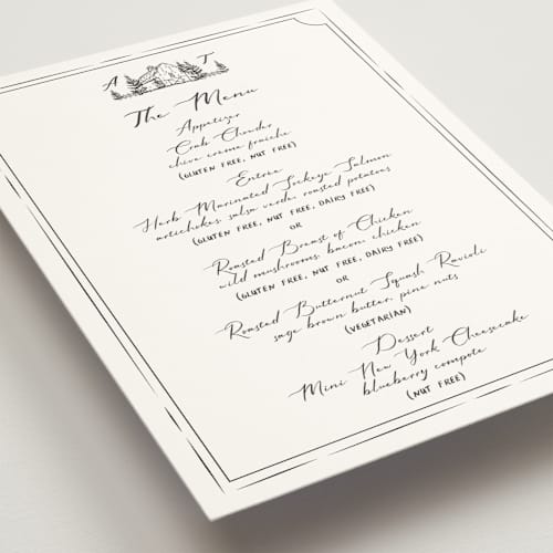This is a cloudy menu cards with standard by Sherley Ferreira called southern soul printing on signature in 5x7