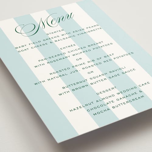 This is a low tide menu cards with standard by Susan Zinader called island palm printing on signature in standard