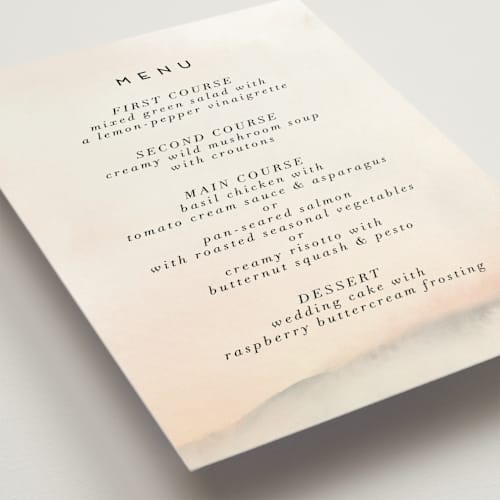 This is a forest menu cards with standard by Petra Kern called every single dawn with you printing on signature in standard