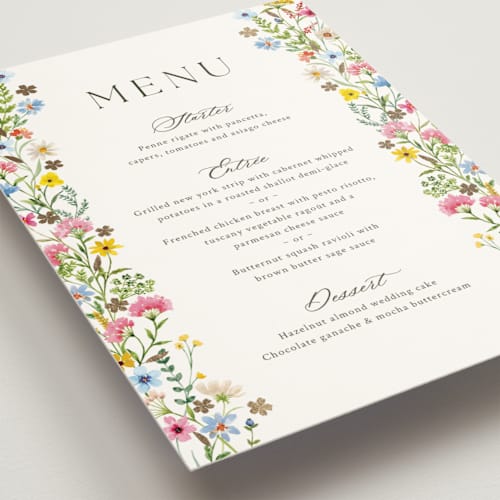 This is a garden menu cards with foil pressed by Yaling Hou Suzuki called bright garden printing on signature in 5x7
